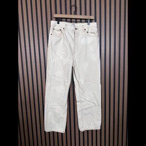 RE/DONE Jeans 29 Womens Ivory White Spot Straight High Rise Poly Denim